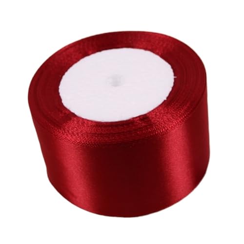 Satinband (25 Yards/Rolle) Weinrotes einseitiges Satinband for Verpacken von Weihnachtsbekleidung, Nähen, Stoff, Geschenkband(50mm Wine Red) von UJEDFHV