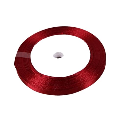 Satinband (25 Yards/Rolle) Weinrotes einseitiges Satinband for Verpacken von Weihnachtsbekleidung, Nähen, Stoff, Geschenkband(6mm Wine Red) von UJEDFHV