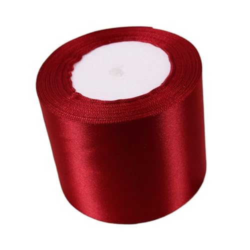 Satinband (25 Yards/Rolle) Weinrotes einseitiges Satinband for Verpacken von Weihnachtsbekleidung, Nähen, Stoff, Geschenkband(80mm Wine Red) von UJEDFHV