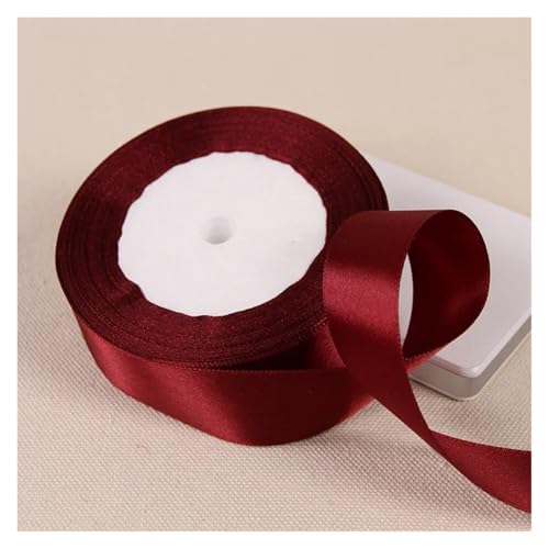 Satinband 1''25mm 25Yards/Rolle Satinbänder Schleife Basteldeko Hochzeitsverpackung Weihnachtsfeier Dekoration DIY Handwerk Handgefertigtes Nähzubehör(33 wine red,10mm) von UJEDFHV