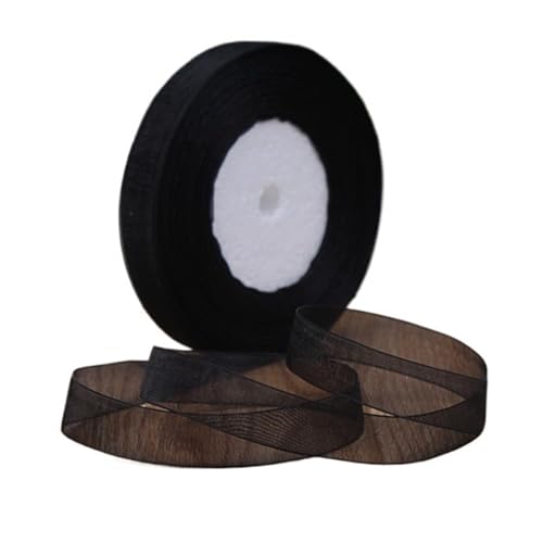 Satinband 1 stück 45 meter/rolle 12mm Satinbänder DIY Hochzeit Weihnachten Handgemachte Bowknot Dekoration Gurtband Handwerk(Black,15mm organza) von UJEDFHV