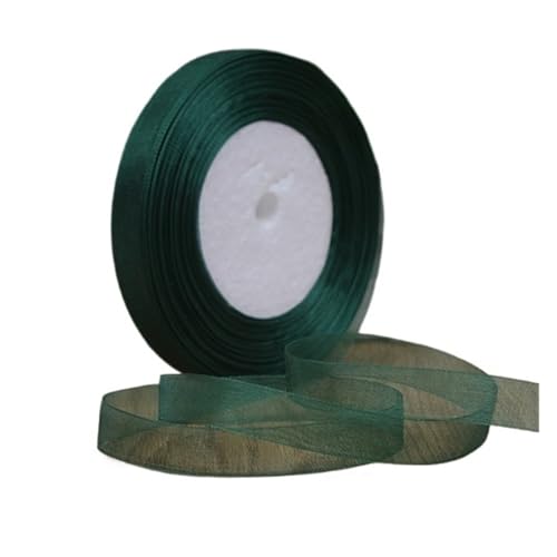Satinband 1 stück 45 meter/rolle 12mm Satinbänder DIY Hochzeit Weihnachten Handgemachte Bowknot Dekoration Gurtband Handwerk(Dark green,25mm organza) von UJEDFHV