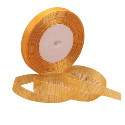 Satinband 1 stück 45 meter/rolle 12mm Satinbänder DIY Hochzeit Weihnachten Handgemachte Bowknot Dekoration Gurtband Handwerk(Dark yellow,12mm organza) von UJEDFHV