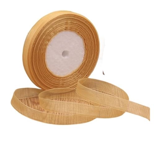Satinband 1 stück 45 meter/rolle 12mm Satinbänder DIY Hochzeit Weihnachten Handgemachte Bowknot Dekoration Gurtband Handwerk(In gold,15mm organza) von UJEDFHV