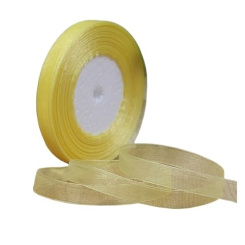 Satinband 1 stück 45 meter/rolle 12mm Satinbänder DIY Hochzeit Weihnachten Handgemachte Bowknot Dekoration Gurtband Handwerk(Yellow,12mm organza) von UJEDFHV