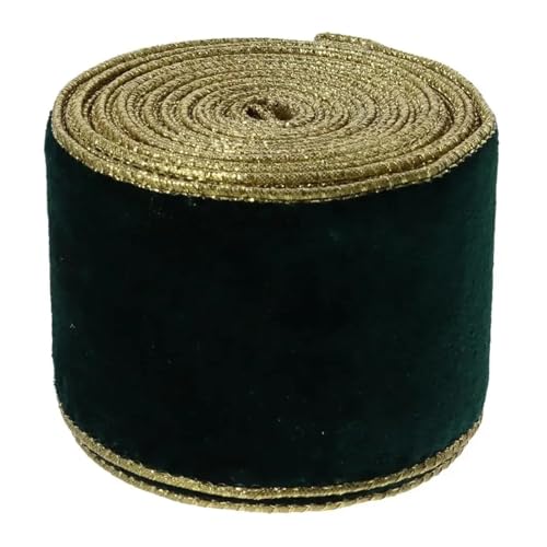Satinband 10 Yards Band 2,5 Zoll breit goldenen Rand zerkleinert Geschenkband for DIY Kunst Handwerk Party Weihnachten Hochzeit(Green) von UJEDFHV