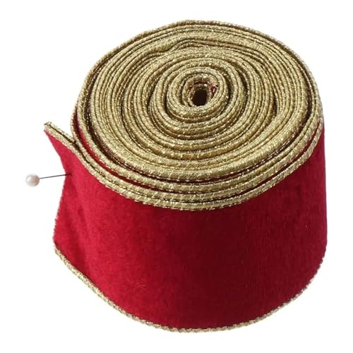 Satinband 10 Yards Band 2,5 Zoll breit goldenen Rand zerkleinert Geschenkband for DIY Kunst Handwerk Party Weihnachten Hochzeit(Red) von UJEDFHV