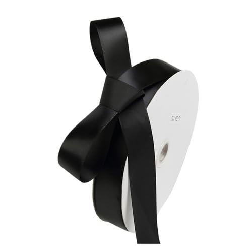 Satinband 2,5 CM Satinband Haarschmuck Verpackung Hochzeit Blumensträuße Dekoration 100 Yards DIY(Black) von UJEDFHV