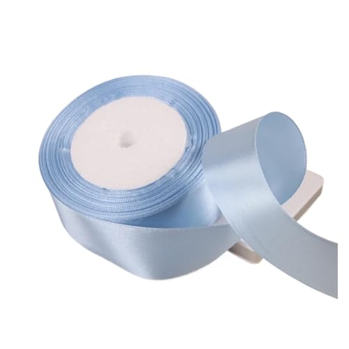 Satinband 22 Meter/Rolle 6/10/15/20/25/40/50 mm Polyester Satinband for Hochzeit, Zuhause, Kuchenverpackung, DIY, handgefertigtes Nähzubehör(20 sky blue,25mm) von UJEDFHV