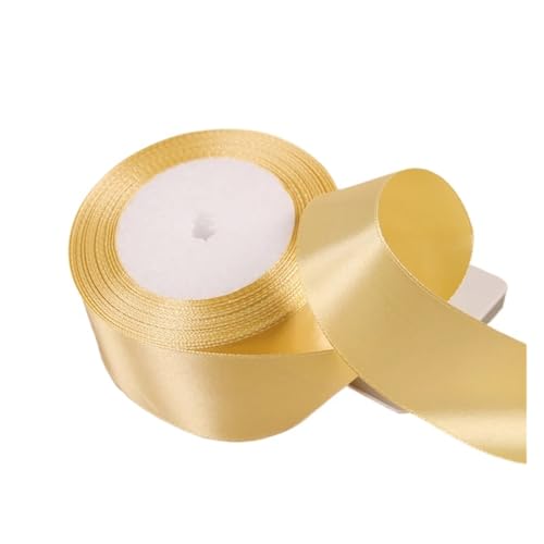 Satinband 22 Meter/Rolle 6/10/15/20/25/40/50 mm Polyester Satinband for Hochzeit, Zuhause, Kuchenverpackung, DIY, handgefertigtes Nähzubehör(87 light gold,50mm) von UJEDFHV