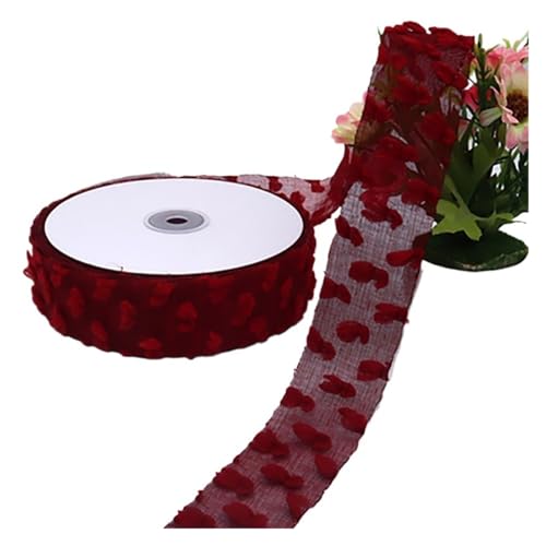 Satinband 25 Yards/Rolle Cloud Gaze Spitze Satinbänder 40mm Handgemachtes Chiffonband DIY Brosche Haarschleife Zubehör Hochzeitsfestdekor(4CM wine red) von UJEDFHV