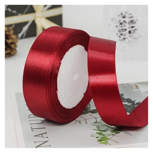 Satinband 25 Yards/Rolle Dekoration Fleckband Handwerk Verpackung liefert Riband handgemachte DIY Kuchen Satin Bänder Stoff 6mm-50mm(Burgundy,15mm) von UJEDFHV