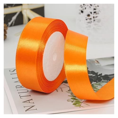 Satinband 25 Yards/Rolle Dekoration Fleckband Handwerk Verpackung liefert Riband handgemachte DIY Kuchen Satin Bänder Stoff 6mm-50mm(Orange,25mm) von UJEDFHV