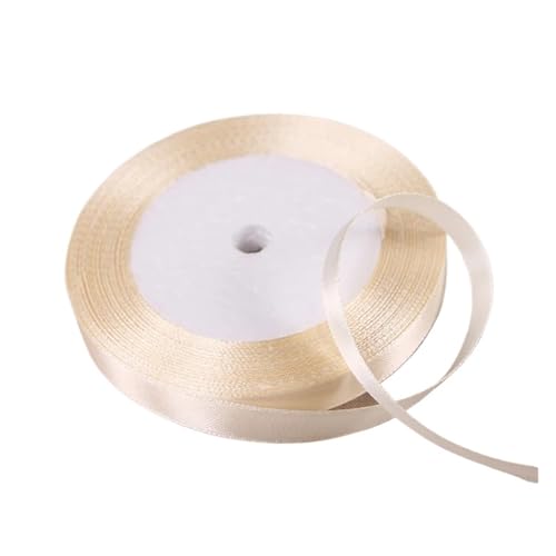 Satinband 25 Yards 6/10/12/15/20/25/32/38/50/75mm Beige Farbe Polyester Satin Band for Hochzeit Party Dekoration & DIY Geschenkband(10mm beige) von UJEDFHV