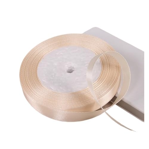 Satinband 25 Yards 6/10/12/15/20/25/32/38/50/75mm Beige Farbe Polyester Satin Band for Hochzeit Party Dekoration & DIY Geschenkband(12mm beige) von UJEDFHV