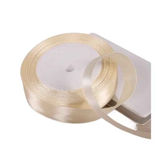 Satinband 25 Yards 6/10/12/15/20/25/32/38/50/75mm Beige Farbe Polyester Satin Band for Hochzeit Party Dekoration & DIY Geschenkband(20mm beige) von UJEDFHV