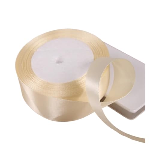 Satinband 25 Yards 6/10/12/15/20/25/32/38/50/75mm Beige Farbe Polyester Satin Band for Hochzeit Party Dekoration & DIY Geschenkband(25mm beige) von UJEDFHV