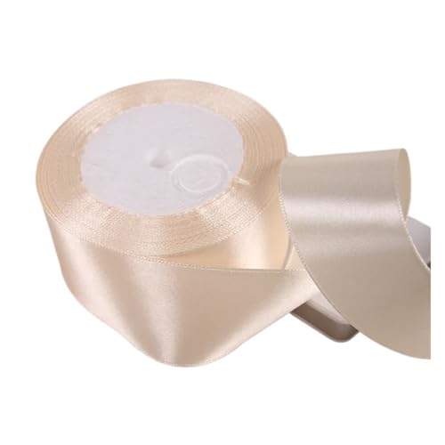 Satinband 25 Yards 6/10/12/15/20/25/32/38/50/75mm Beige Farbe Polyester Satin Band for Hochzeit Party Dekoration & DIY Geschenkband(38mm beige) von UJEDFHV