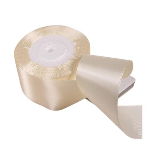 Satinband 25 Yards 6/10/12/15/20/25/32/38/50/75mm Beige Farbe Polyester Satin Band for Hochzeit Party Dekoration & DIY Geschenkband(50mm beige) von UJEDFHV