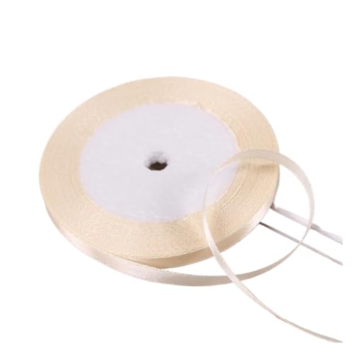 Satinband 25 Yards 6/10/12/15/20/25/32/38/50/75mm Beige Farbe Polyester Satin Band for Hochzeit Party Dekoration & DIY Geschenkband(6mm beige) von UJEDFHV