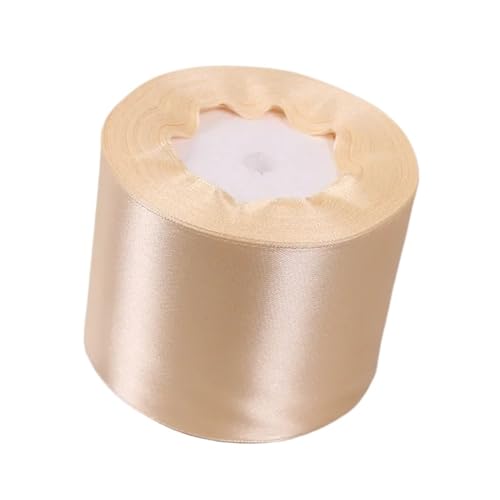 Satinband 25 Yards 6/10/12/15/20/25/32/38/50/75mm Beige Farbe Polyester Satin Band for Hochzeit Party Dekoration & DIY Geschenkband(75mm beige) von UJEDFHV