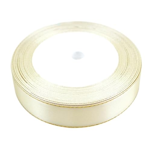 Satinband 25 Yards Creme Weiß Gold Band Satin Bänder Verpackung(6mm) von UJEDFHV