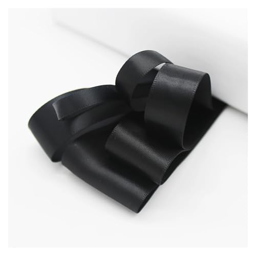 Satinband 5 Meter viele Farben Satinband doppelseitige Polyester-Stoffbänder for Haarschleifen, Basteln, DIY-Zubehör 6 mm, 9 mm, 16 mm, 25 mm, 38 mm(Black,6mm) von UJEDFHV
