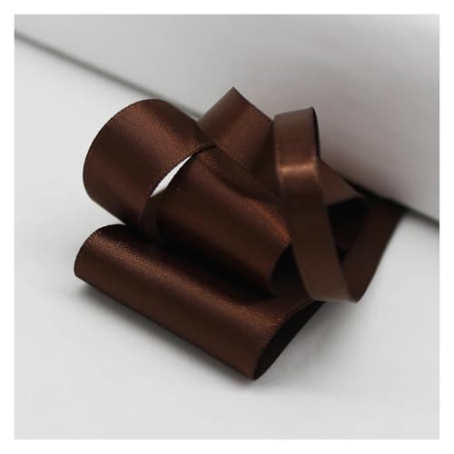 Satinband 5 Meter viele Farben Satinband doppelseitige Polyester-Stoffbänder for Haarschleifen, Basteln, DIY-Zubehör 6 mm, 9 mm, 16 mm, 25 mm, 38 mm(Brown,16mm) von UJEDFHV