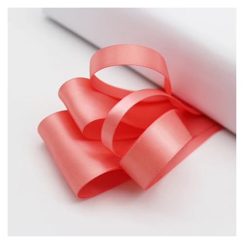 Satinband 5 Meter viele Farben Satinband doppelseitige Polyester-Stoffbänder for Haarschleifen, Basteln, DIY-Zubehör 6 mm, 9 mm, 16 mm, 25 mm, 38 mm(Lt.Coral,25mm) von UJEDFHV