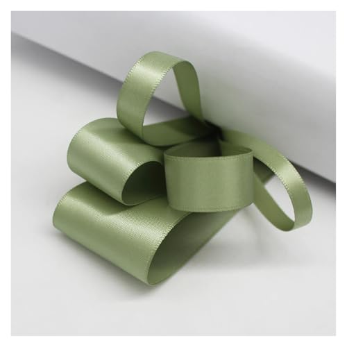 Satinband 5 Meter viele Farben Satinband doppelseitige Polyester-Stoffbänder for Haarschleifen, Basteln, DIY-Zubehör 6 mm, 9 mm, 16 mm, 25 mm, 38 mm(Spring Moss,9mm) von UJEDFHV
