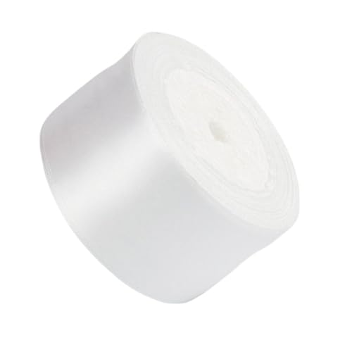 Satinband 5 cm Satinband 25/100 Yards for Fliege, Hochzeit, Geburtstag, Dekoration, DIY, Stuhlschärpe, handgefertigter Schmuck, Stoff, Blume, Heimdekoration(5CM White,75Yard) von UJEDFHV