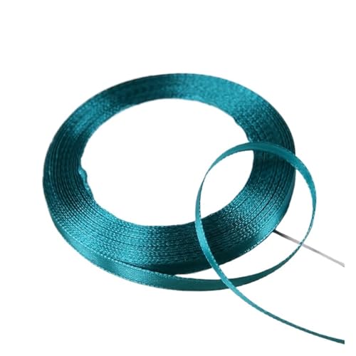 Satinband 6 mm Seidensatinbänder, Länge 25 Yards/Rolle, Weihnachtsfeier, Hochzeitsdekoration, Bänder, DIY, Mädchen, Schleife, Haarschmuck(96 Dark T blue) von UJEDFHV