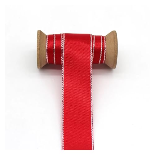 Satinband Doppelseitige Satinbänder mit Gold- und Silberrand, einfarbig, Stoffverpackung for DIY-Zubehör, dekorative Näharbeiten(S,22mm) von UJEDFHV