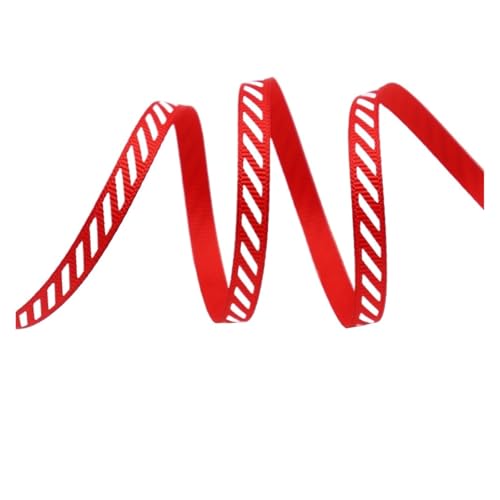 Satinband Weihnachtsband Rot Weiß Streifen 5 Yards, Rot Weiß Zuckerstange, Girlande, Verpackung, Kränze, Schleifen(M-21914-1654) von UJEDFHV