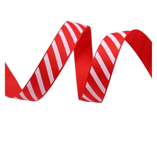 Satinband Weihnachtsband Rot Weiß Streifen 5 Yards, Rot Weiß Zuckerstange, Girlande, Verpackung, Kränze, Schleifen(M-21914-1656) von UJEDFHV