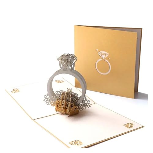 UJEDFHV Einladungskarten Hochzeit 10 stücke Valentinstag Diamant Ring Jahrestag Grußkarte 3D Pop-Up Hochzeitseinladungen Party Dekoration Geschenke Postkarte von UJEDFHV