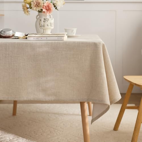 Tischdecke aus 100% Flachsleinen, Heimdekoration, Tischdecke, Hochzeitsdekoration (140 x 140 cm/Beige) von UJNHGQ