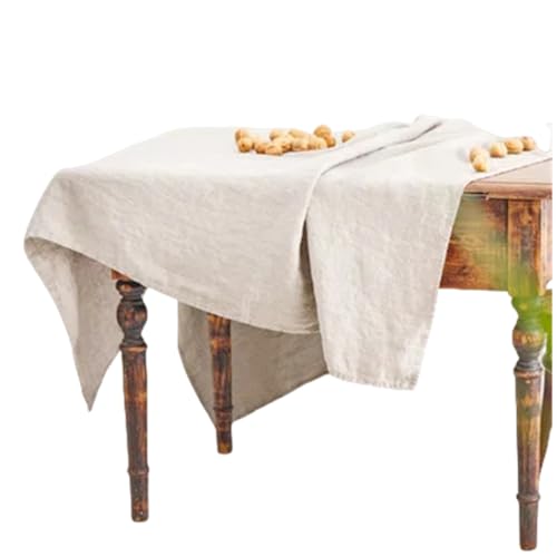 Tischdecke aus 100% steingewaschenem Leinen in Volltonfarbe, Tischdecke aus natürlichem Stoff, für Küche, Esszimmer, Party, Feiertage, Tischdekoration (135 x 300 cm/Leinen) von UJNHGQ