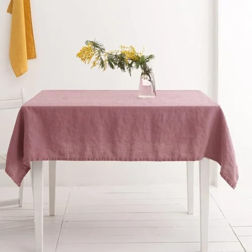 Tischdecke aus 100% steingewaschenem Leinen in Volltonfarbe, Tischdecke aus natürlichem Stoff, für Küche, Esszimmer, Party, Feiertage, Tischdekoration (200 x 260 cm/gräulich-lila) von UJNHGQ