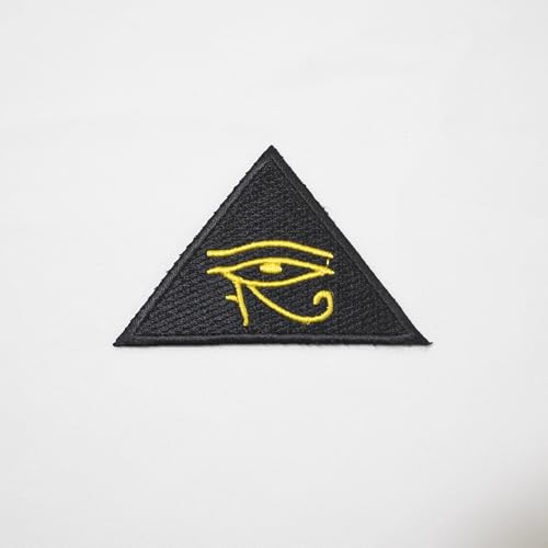 Freimaurer Heiliges Auge des Horus Dreiecksaufnäher Gelb Maschinenstickerei Aufbügler Rückseite - Freimaurer Regalia Patches & Embleme von UK EMPIRE GROUP