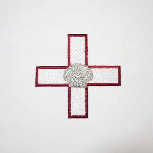 Freimaurer ST Thomas von Acon Shell Patch Silber Maschinenstickerei - Bügelrückseite - Freimaurer Patches & Embleme von UK EMPIRE GROUP