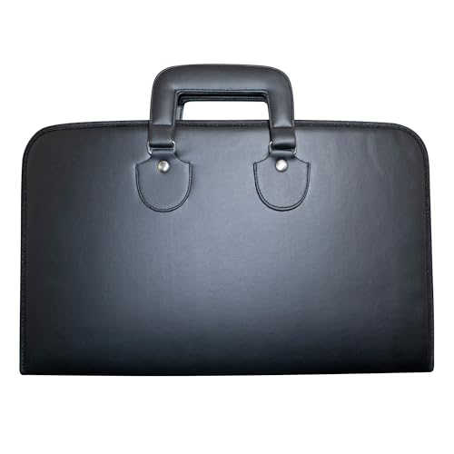 Freimaurer-Schürze + Halsband-Halbtasche (schwarzes Leder) - Freimaurer-Tragetaschen, Schwarz von UK EMPIRE GROUP