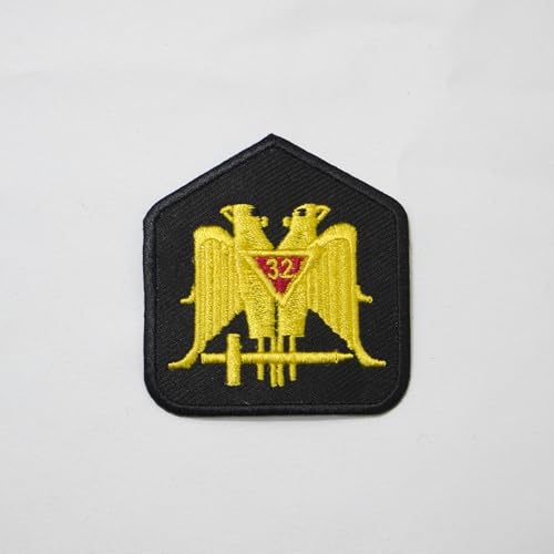 Freimaurer Scottish Rite 32 Grad Patch Double Eagles Wings Down Maschinenbestickt - Rückseite zum Aufbügeln von UK EMPIRE GROUP