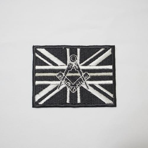 Freimaurer ohne G Thin Silver Line Patch Maschinenbestickt Aufbügler Rückseite - Freimaurer Regalia Patches & Embleme von UK EMPIRE GROUP
