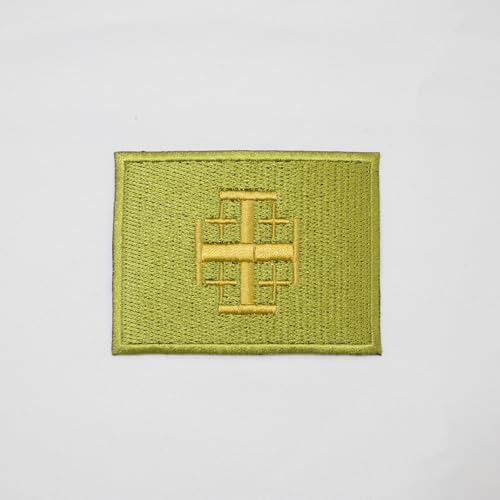 Tempelritter Jerusalem Schild Flagge Gelb Patch Maschinenstickerei Aufbügler Rückseite - Freimaurer Patches & Embleme von UK EMPIRE GROUP