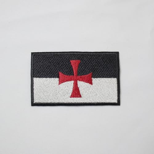 Tempelritter Kreuz Christian Flagge Kreuzritter Patch Maschine Stickerei - Bügelrückseite - Freimaurer Abzeichen & Embleme von UK EMPIRE GROUP