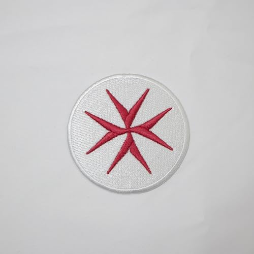 Tempelritter Kreuz Jerusalem Flagge Patch Maschinenstickerei - Aufbügler Rückseite - Freimaurer Abzeichen & Embleme von UK EMPIRE GROUP