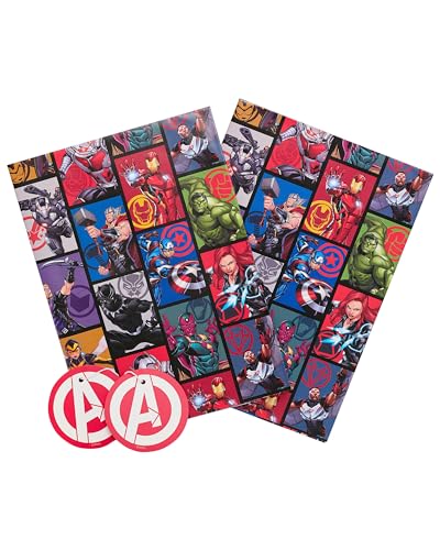Geschenkpapier für Jungen mit Superhelden-Motiv – Marvel Hero – Jungen Marvel The Avengers blaue Geschenkpapierbögen – Geschenkpapier für Kinder – Geschenkpapier für Jungen von UK Greetings