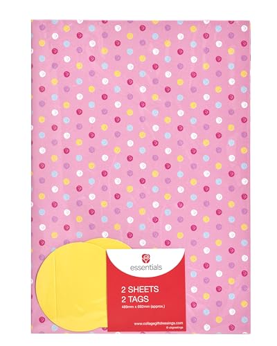 Geschenkpapier für Mädchen – Geschenkpapierbögen für Sie – Rosa gepunktetes Design, mehrfarbig von UK Greetings