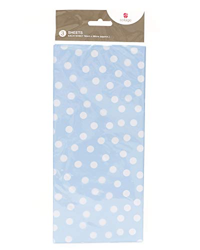 Seidenpapier zum Verpacken von Geschenken, 3 Bögen – Seidenpapier mit blauen Punkten, ideal für Neugeborene und Geschenktüten, Seidenpapierbögen für Geschenke, Blau von UK Greetings